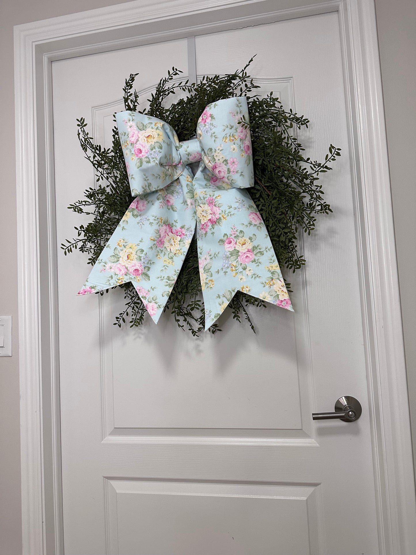 Blue Floral Bow