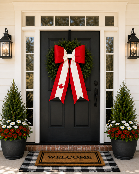Canada Flag Bow | Missionary Farewell Decor | Large Front Door Bow