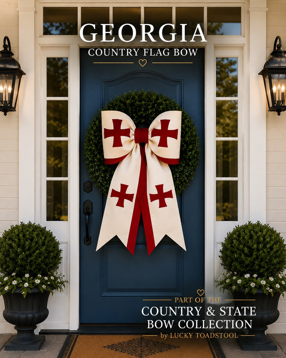 Georgia COUNTRY Flag Bow | Missionary Farewell Decor | Large Front Door Bow