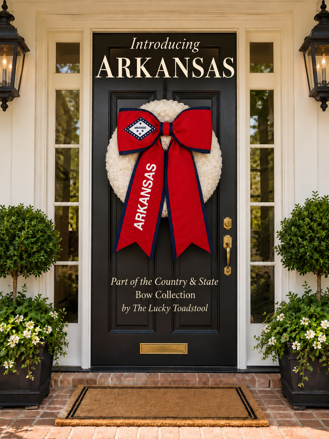 Arkansas State Flag Bow | Missionary Farewell Decor | Large Front Door Bow