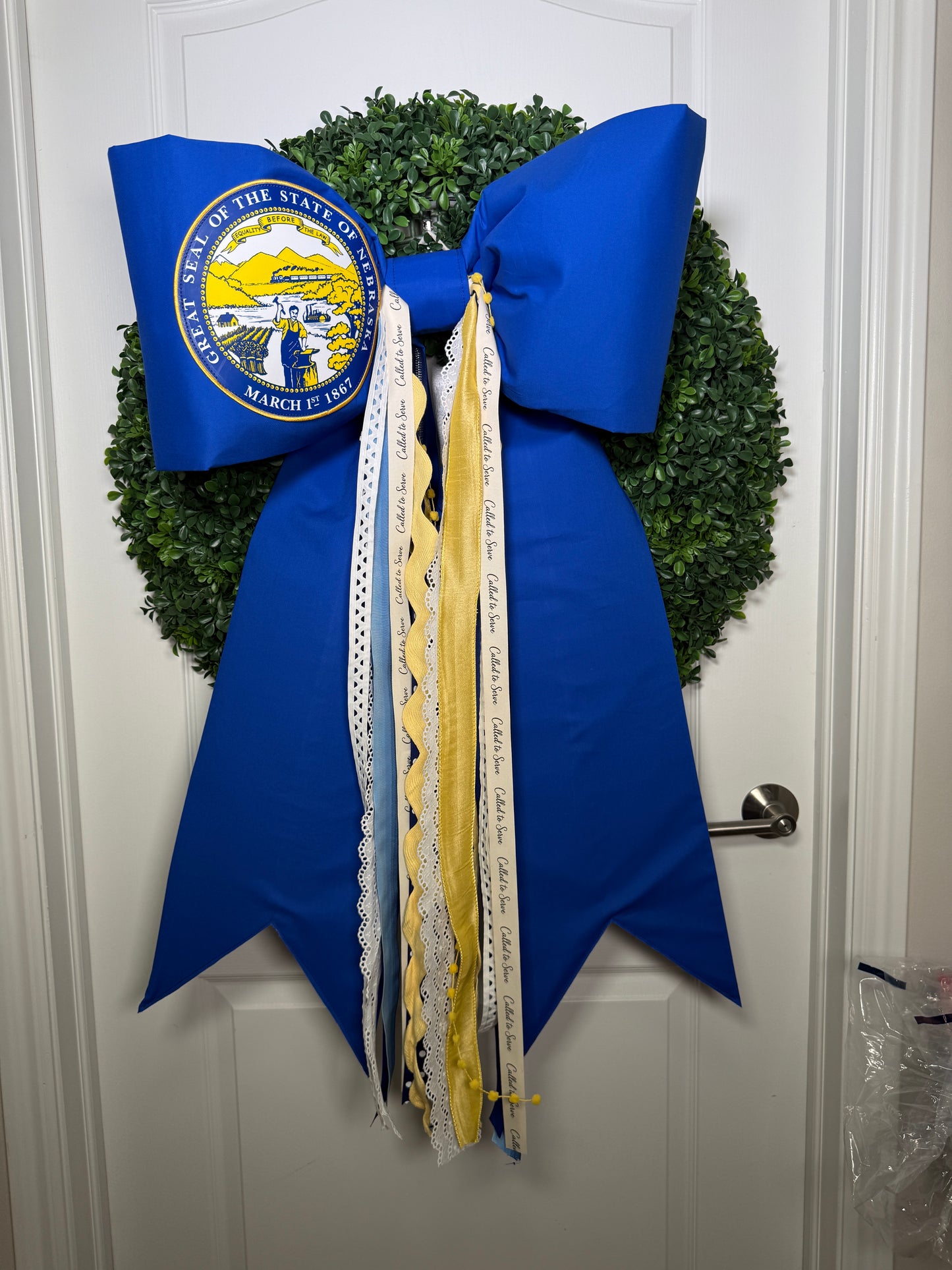 Nebraska State Flag Bow | Missionary Farewell Decor | Large Front Door Bow
