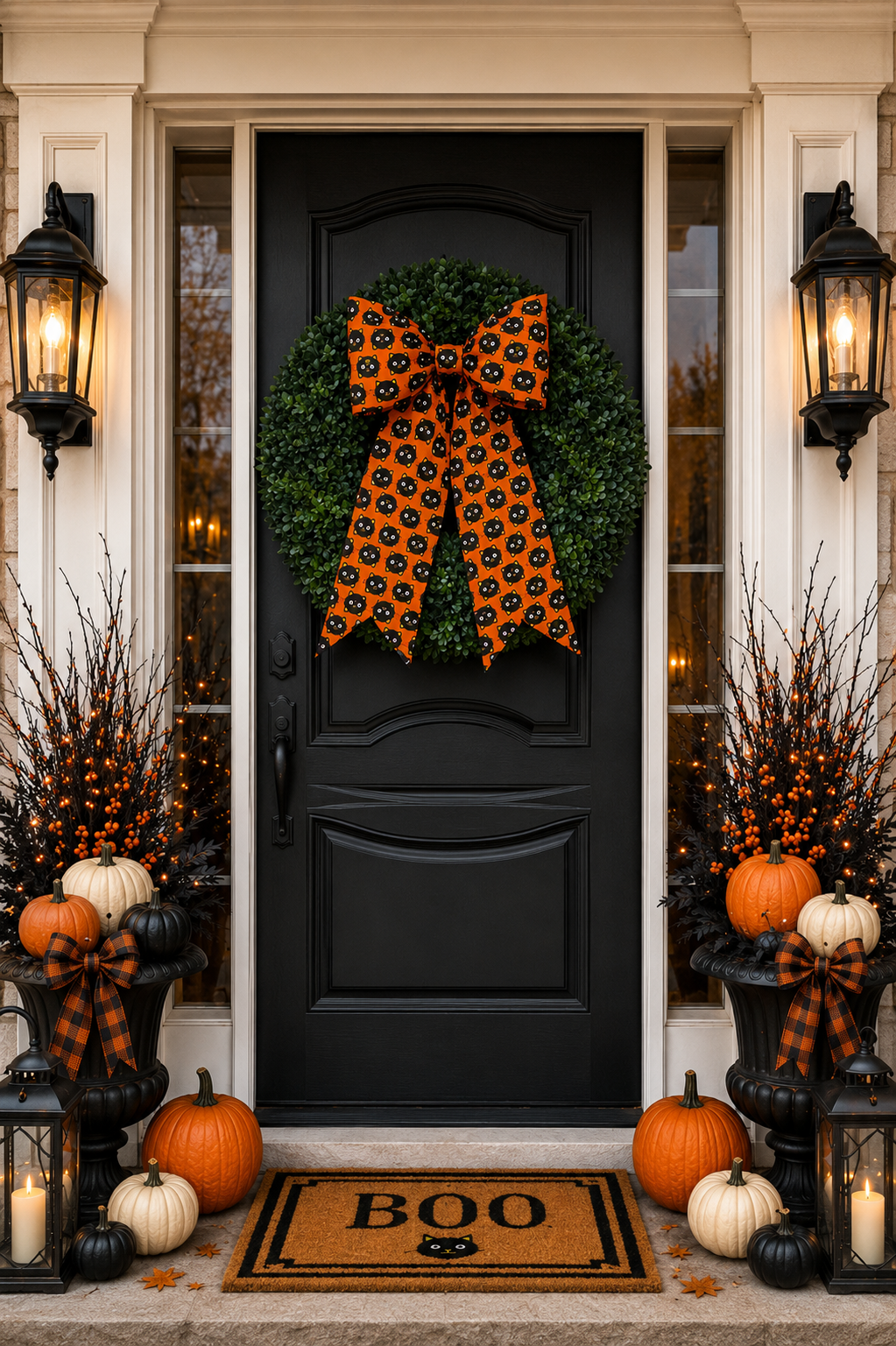 Halloween cat fabric Door Bow