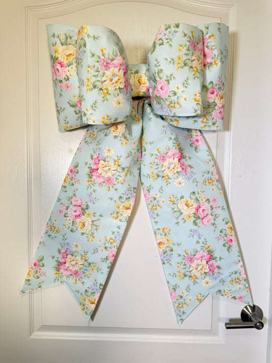 Blue Floral Bow