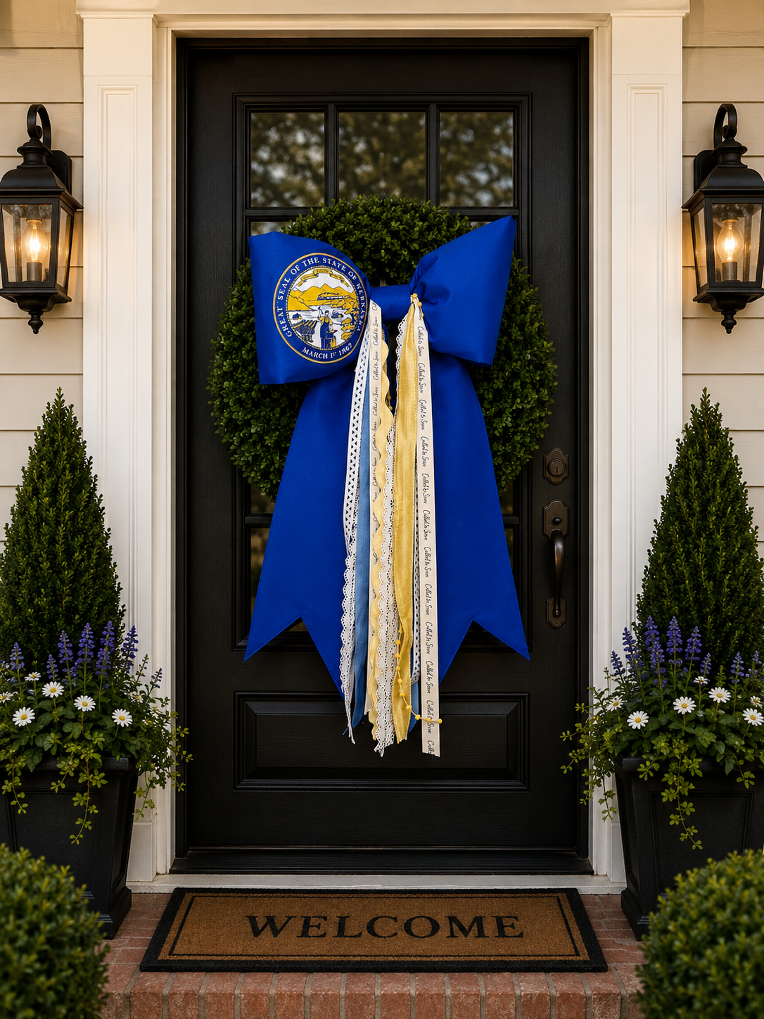 Nebraska State Flag Bow | Missionary Farewell Decor | Large Front Door Bow
