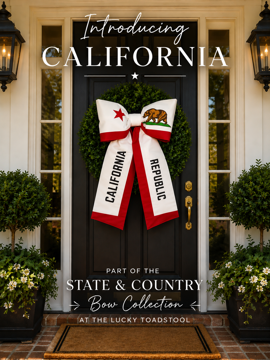 California State Flag Bow | Missionary Farewell Decor | Large Front Door Bow