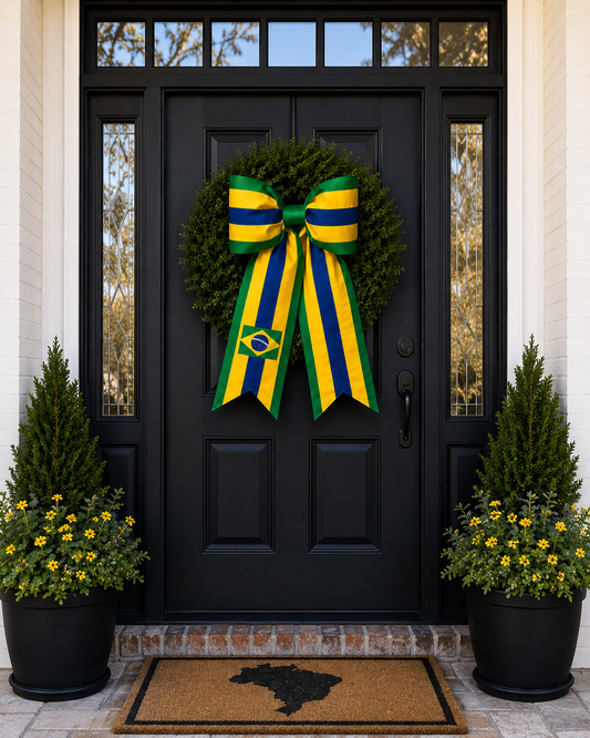Brazil Flag Bow | Missionary Farewell Decor | Large Front Door Bow