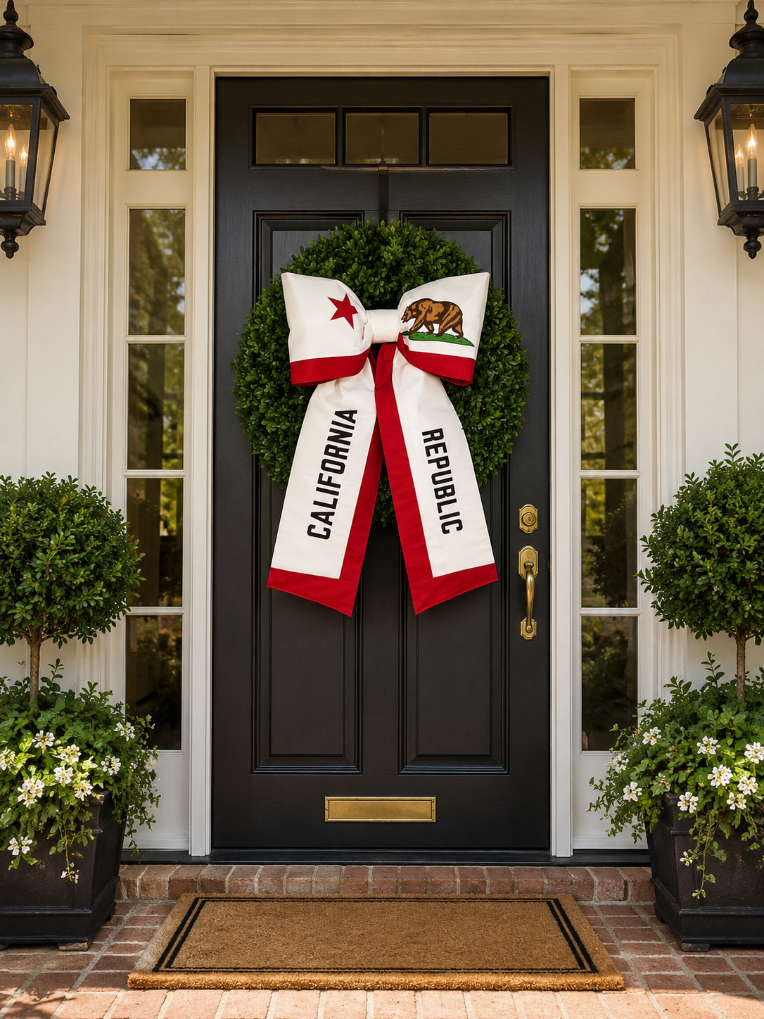 California State Flag Bow | Missionary Farewell Decor | Large Front Door Bow