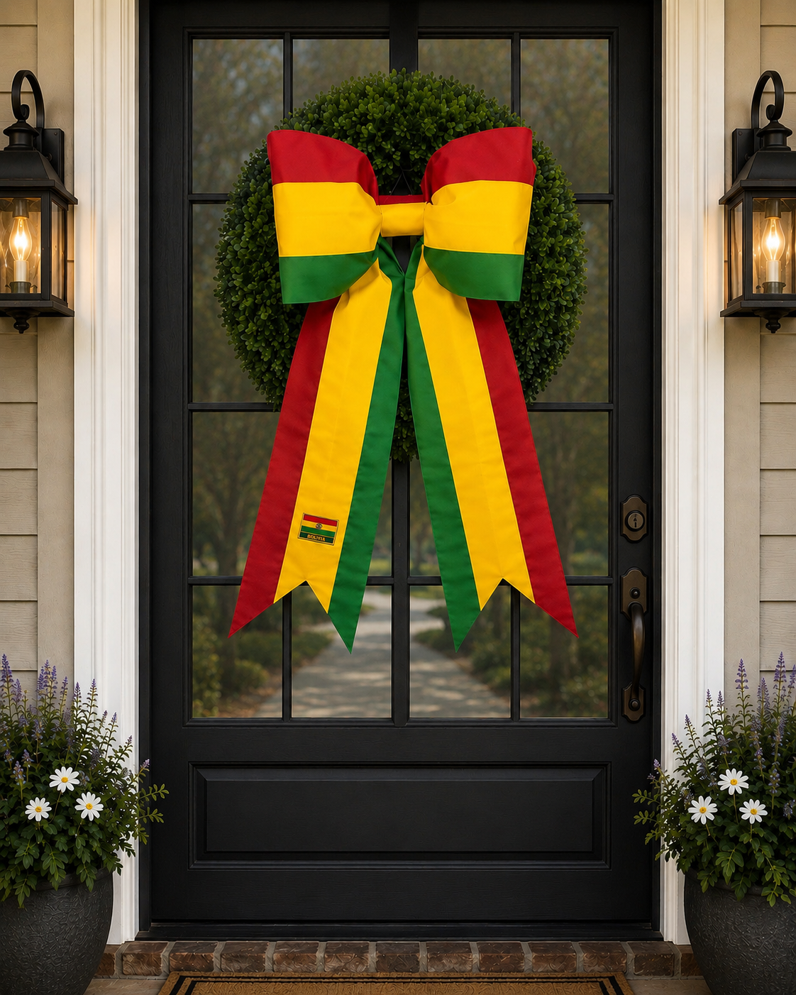 Bolivia Flag Bow | Missionary Farewell Decor | Large Front Door Bow