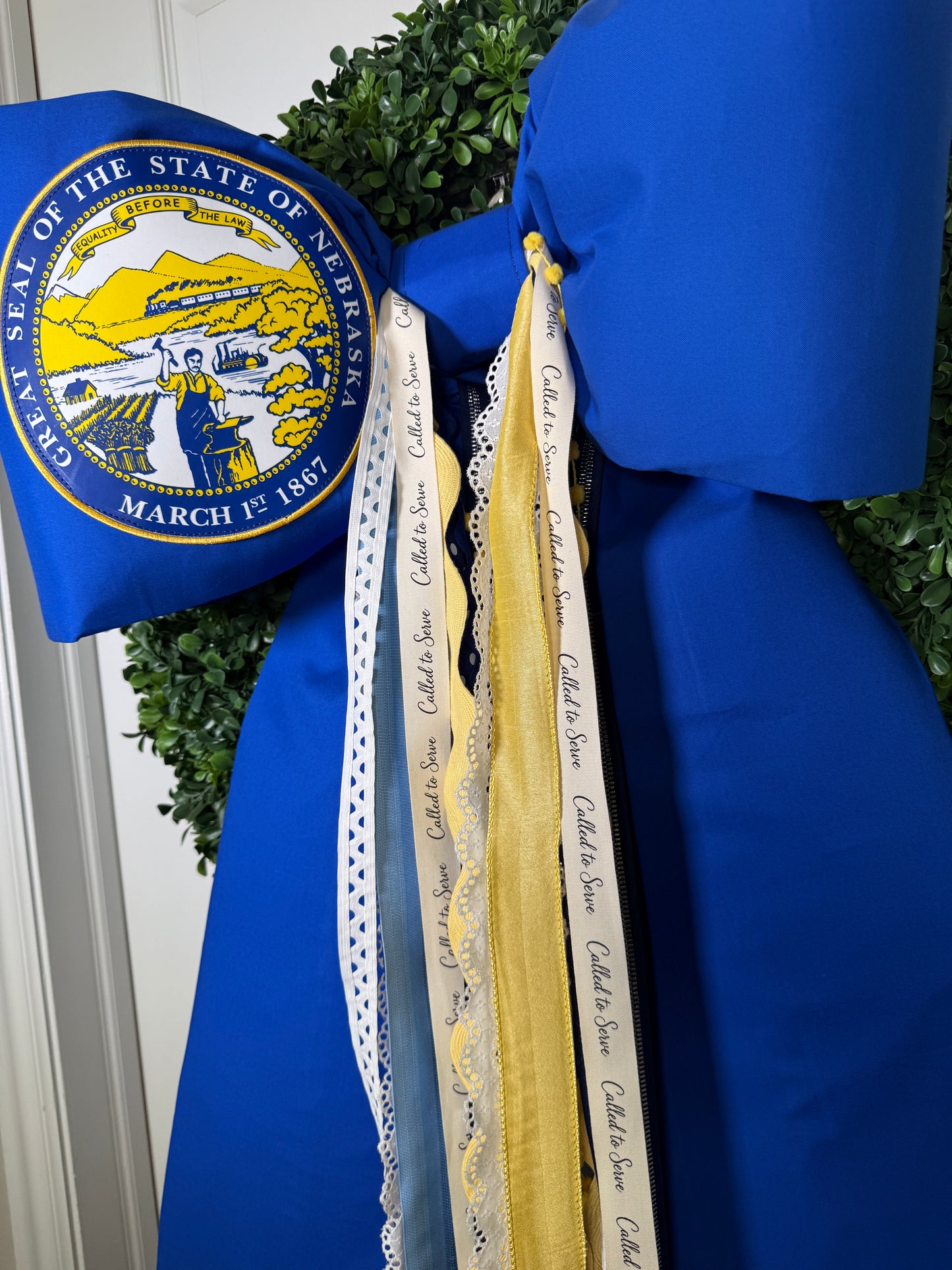 Nebraska State Flag Bow | Missionary Farewell Decor | Large Front Door Bow