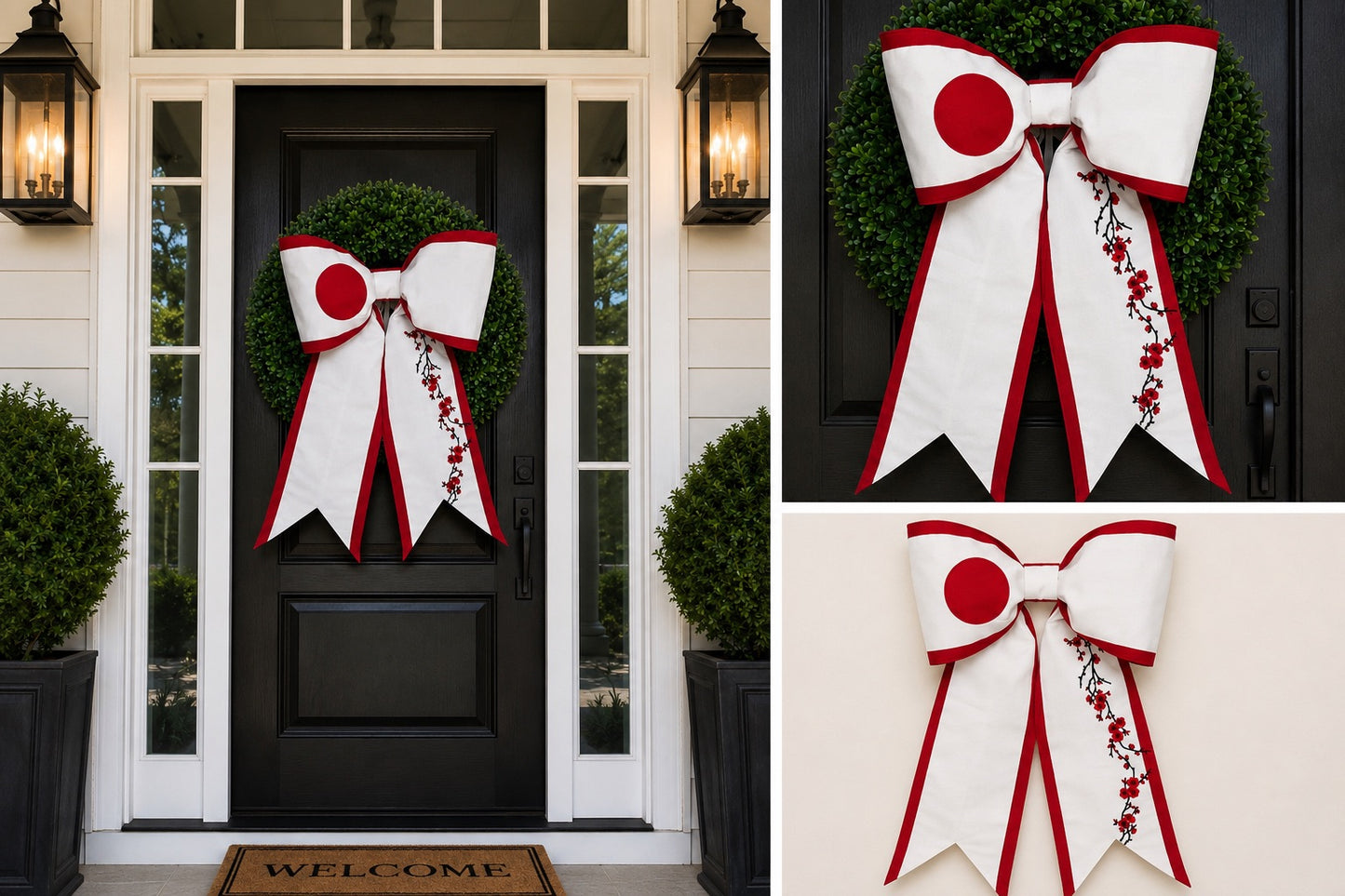 Japan Flag Bow | Missionary Farewell Decor | Large Front Door Bow