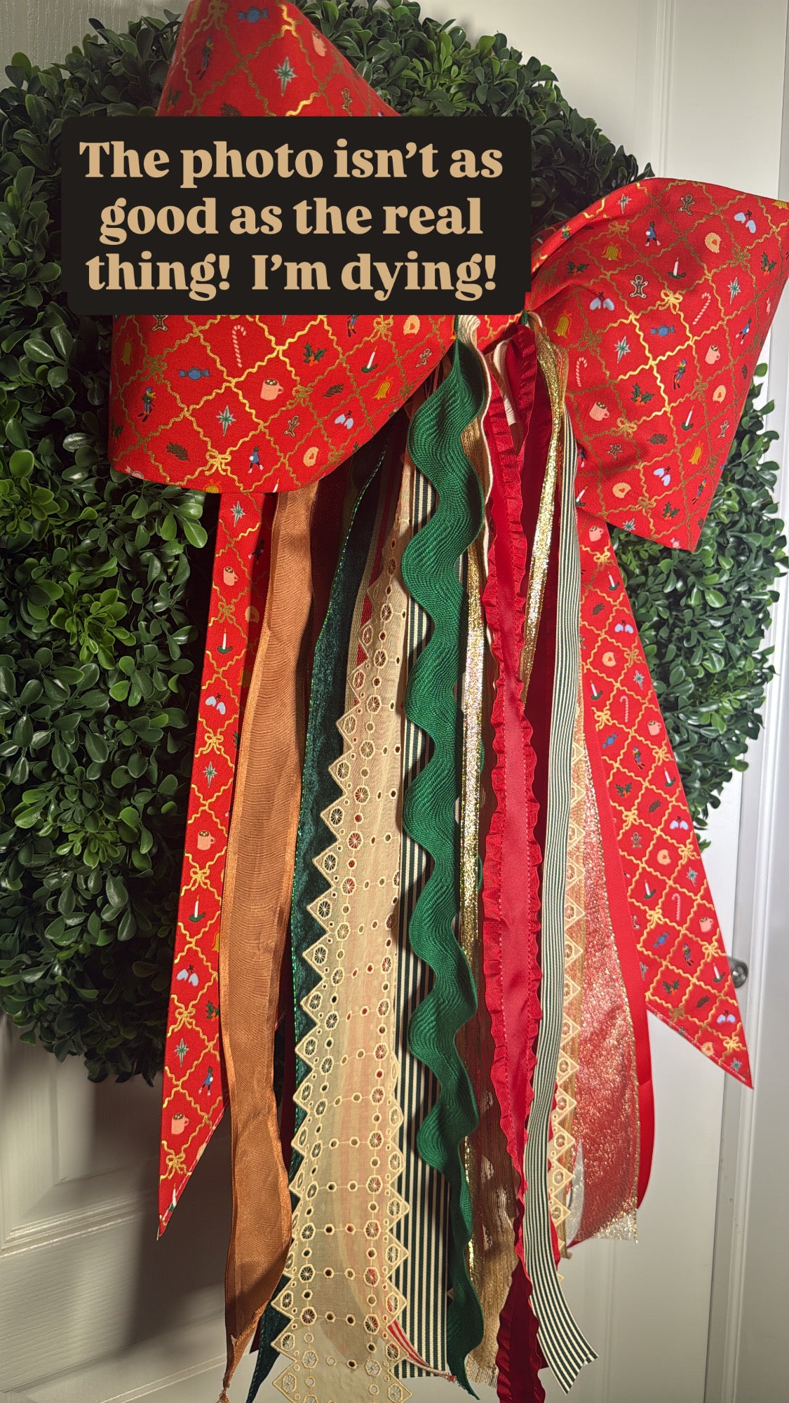 Christmas Jubilee Bow | Handmade Christmas Wreath Bow with Rifle Paper Co. Fabric