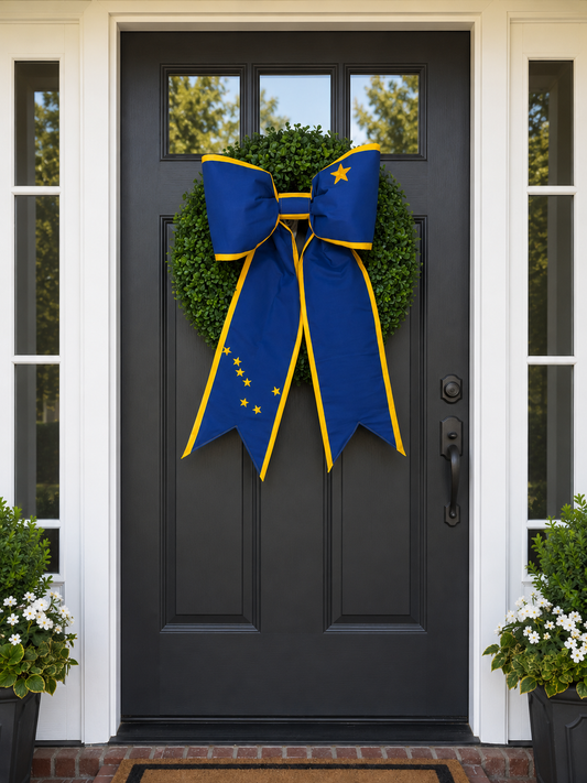Alaska State Flag Bow | Missionary Farewell Decor | Large Front Door Bow