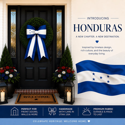 Honduras  Flag Bow | Missionary Farewell Decor | Large Front Door Bow