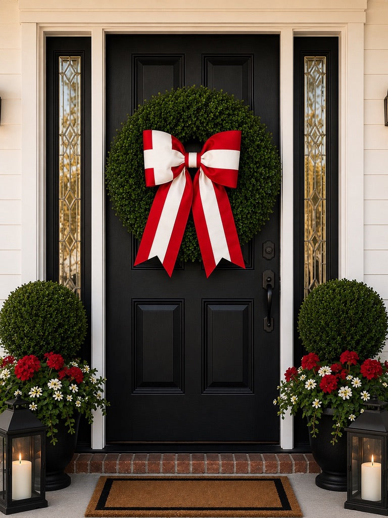 Denmark Flag Bow | Missionary Farewell Decor | Large Front Door Bow