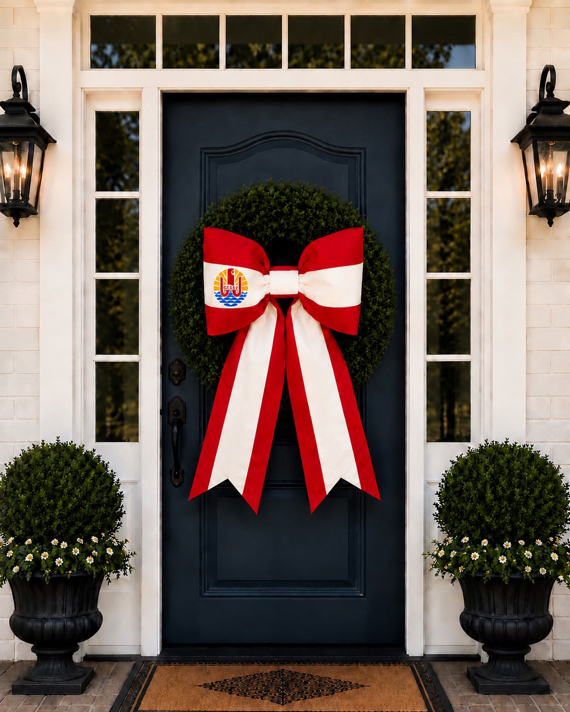 Tahiti Flag Bow | Missionary Farewell & Country Decor | Large Front Door Bow