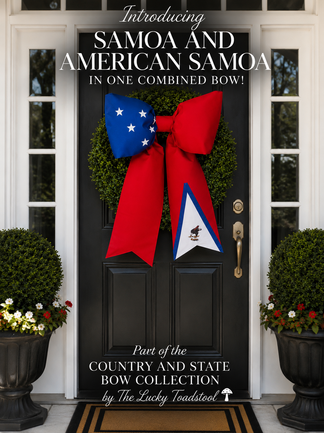 Samoa and American Samoa  Flag Bow | Missionary Farewell Decor | Large Front Door Bow
