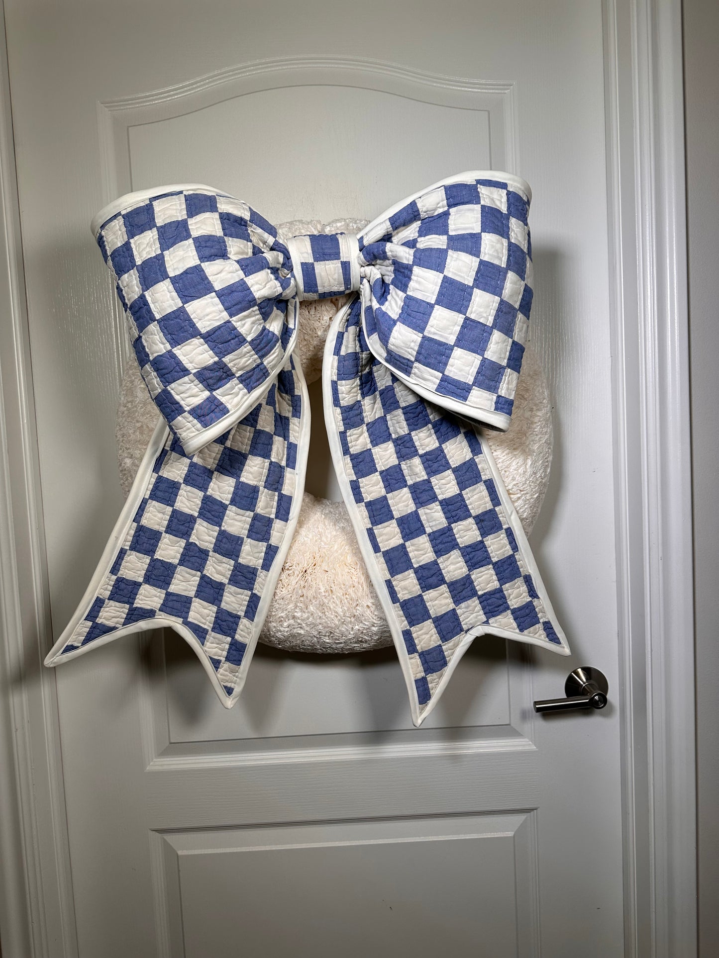 Blue Check Floppy Quilt Bow