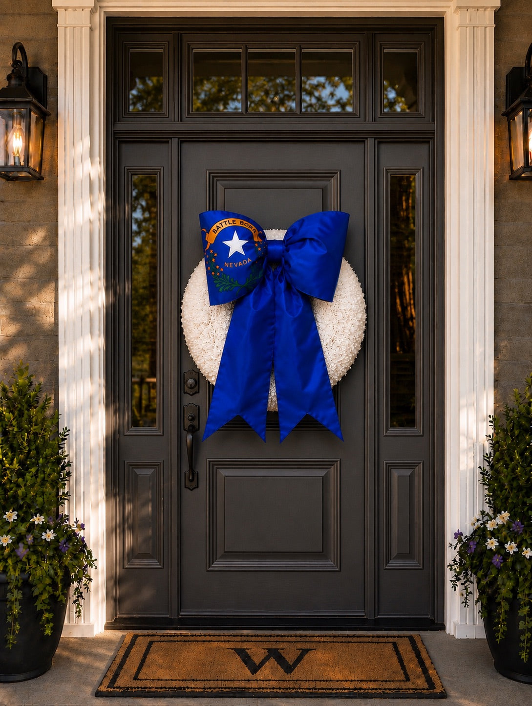 Nevada Flag Bow | Missionary Farewell Decor | Large Front Door Bow
