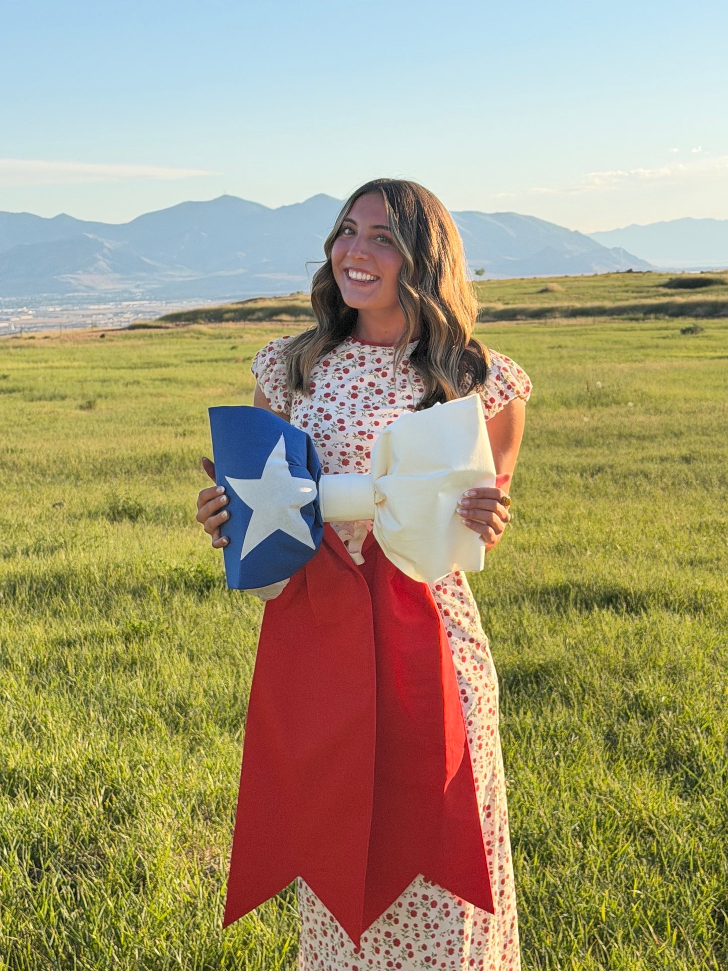 Chile Flag Bow | Missionary Farewell Decor | Large Front Door Bow