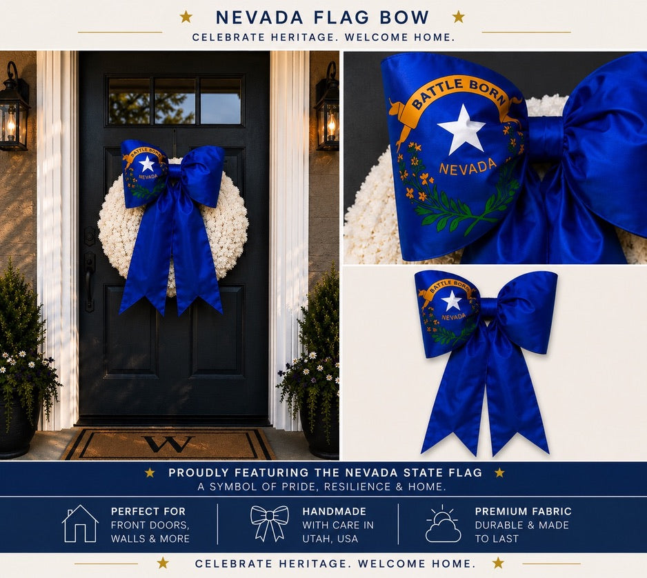 Nevada Flag Bow | Missionary Farewell Decor | Large Front Door Bow