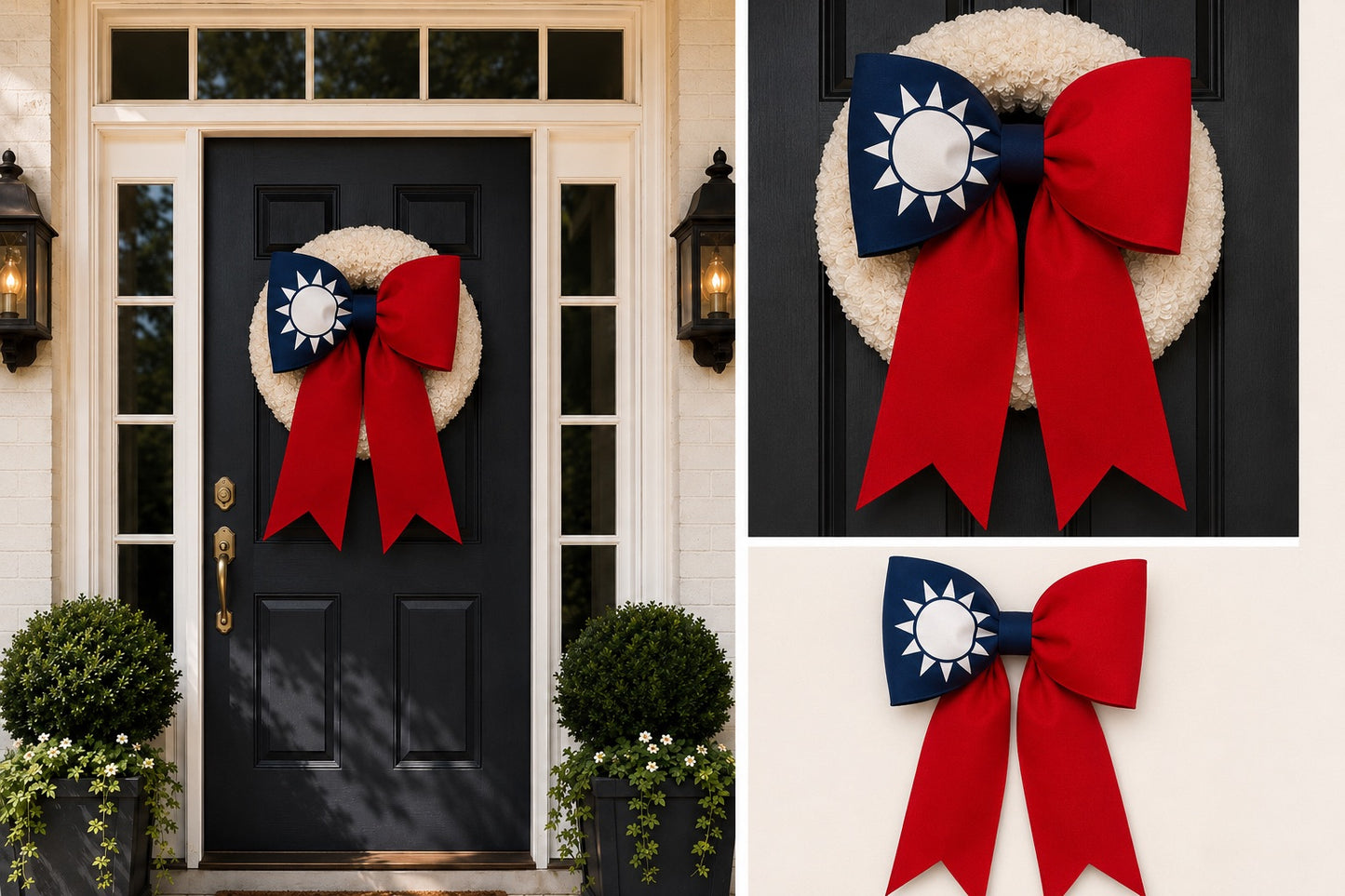 Taiwan  Flag Bow | Missionary Farewell Decor | Large Front Door Bow