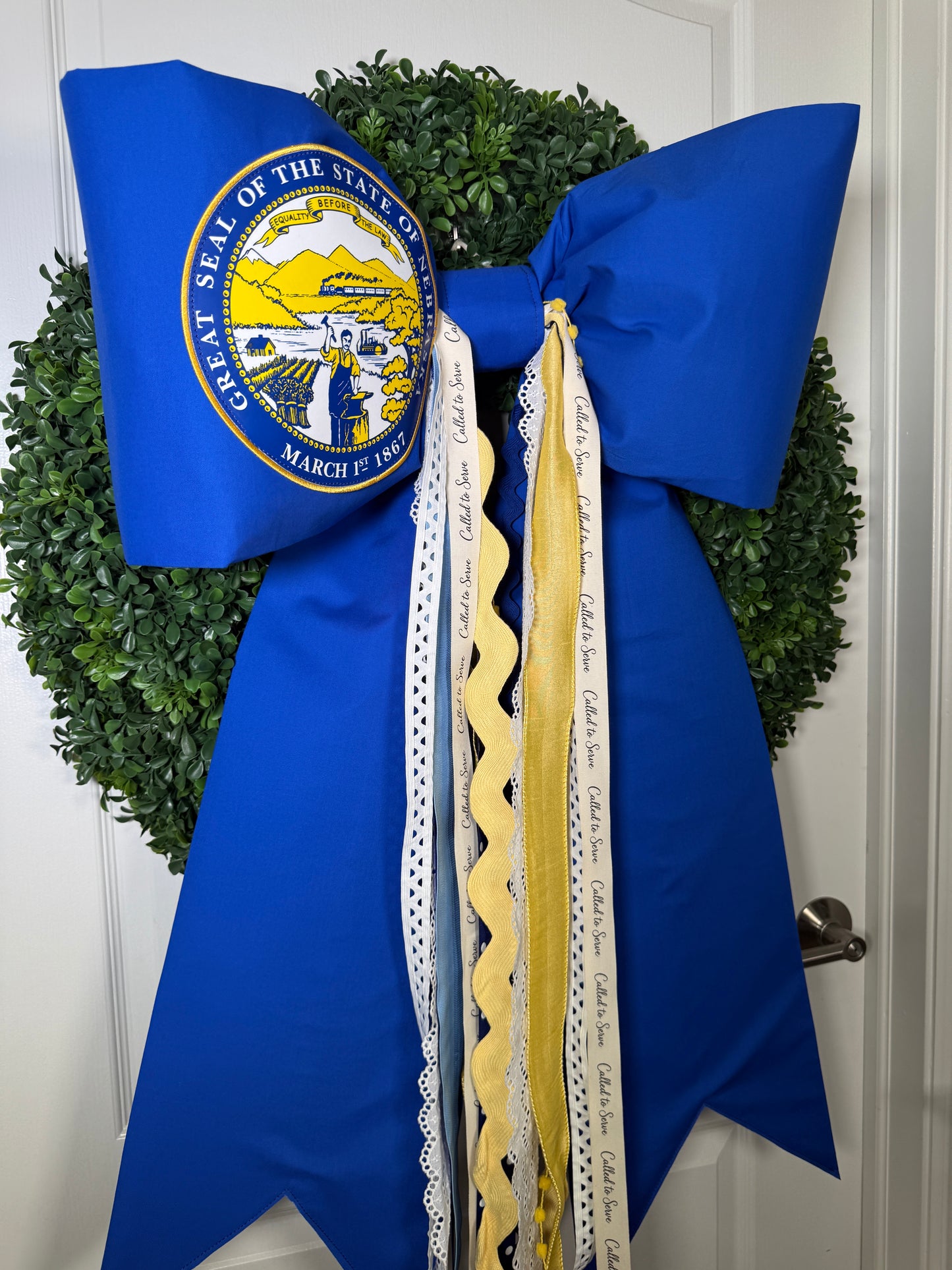 Nebraska State Flag Bow | Missionary Farewell Decor | Large Front Door Bow