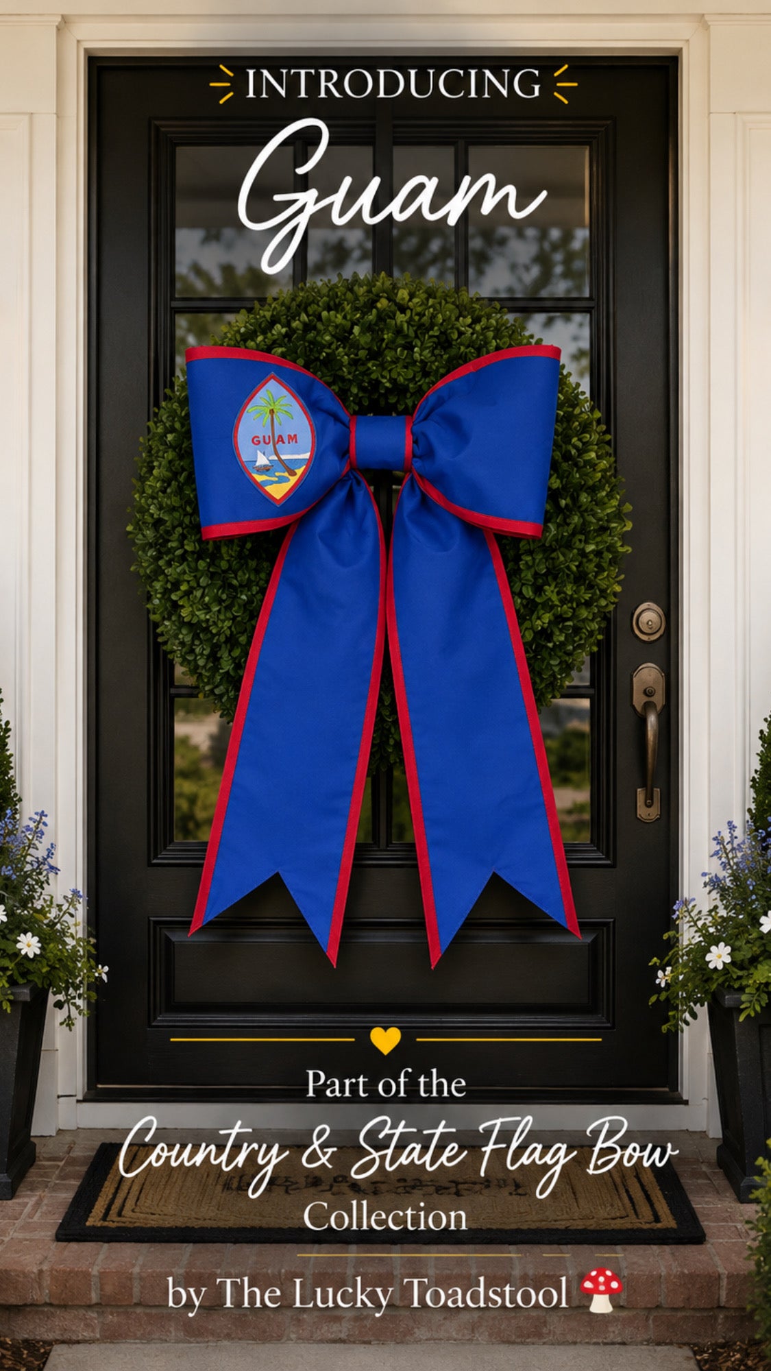 Guam Flag Bow | Missionary Farewell & Country Decor | Large Front Door Bow