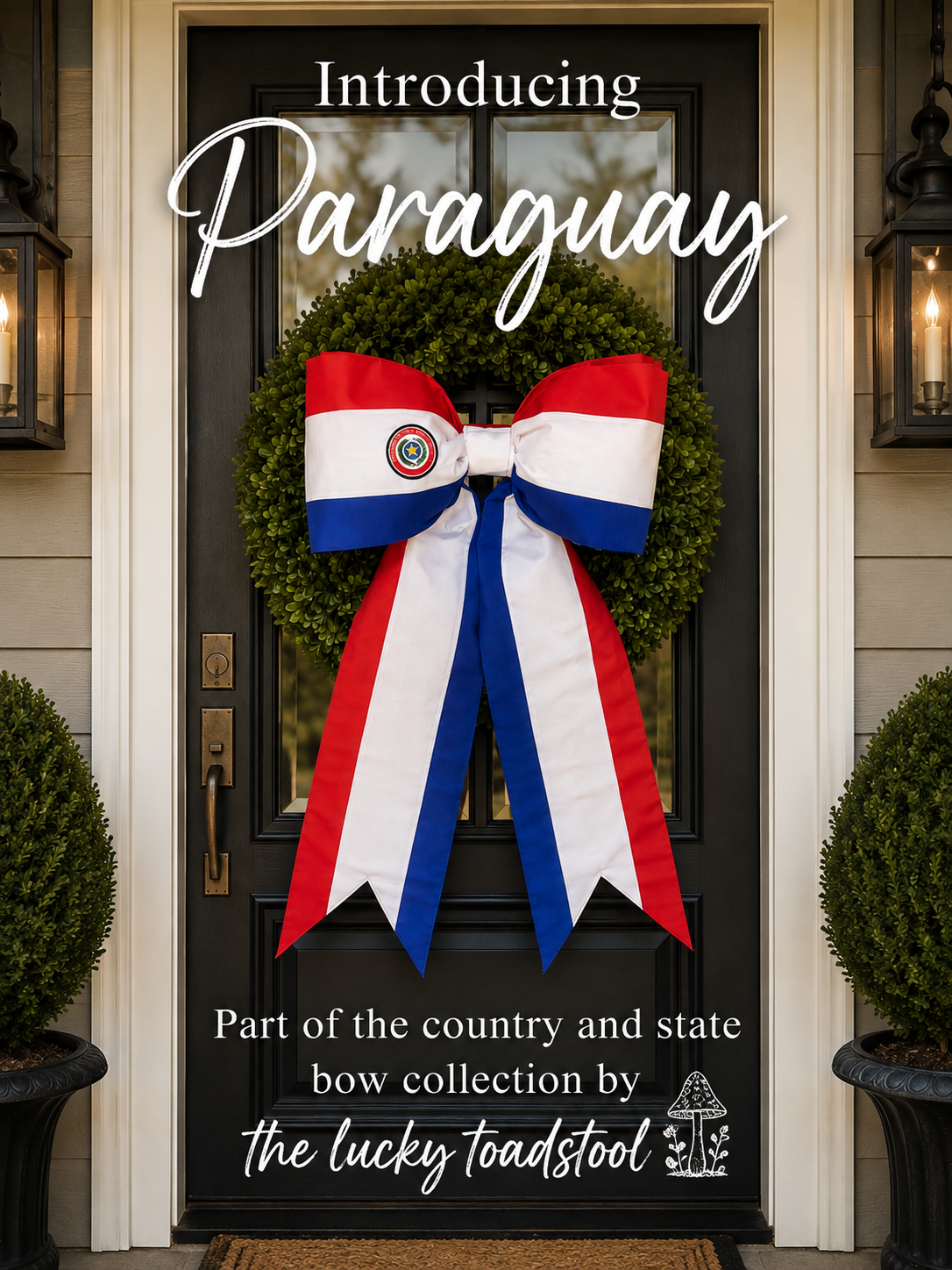 Paraguay Flag Bow | Missionary Farewell Decor | Large Front Door Bow