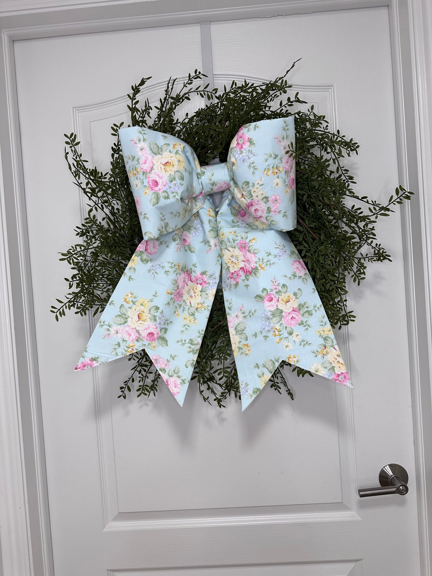 Blue Floral Bow