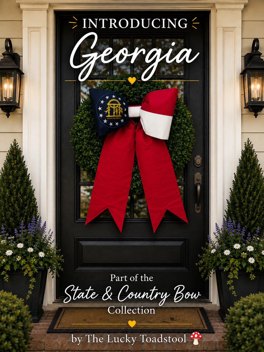Georgia State Flag Bow | Missionary Farewell Decor | Large Front Door Bow