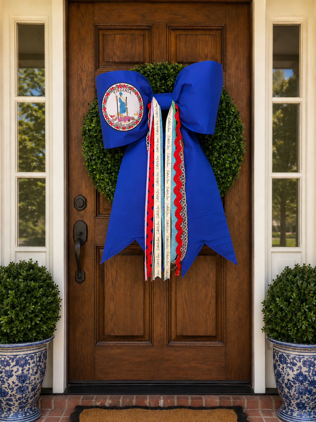 Virginia State Flag Bow | Missionary Farewell Decor | Large Front Door Bow