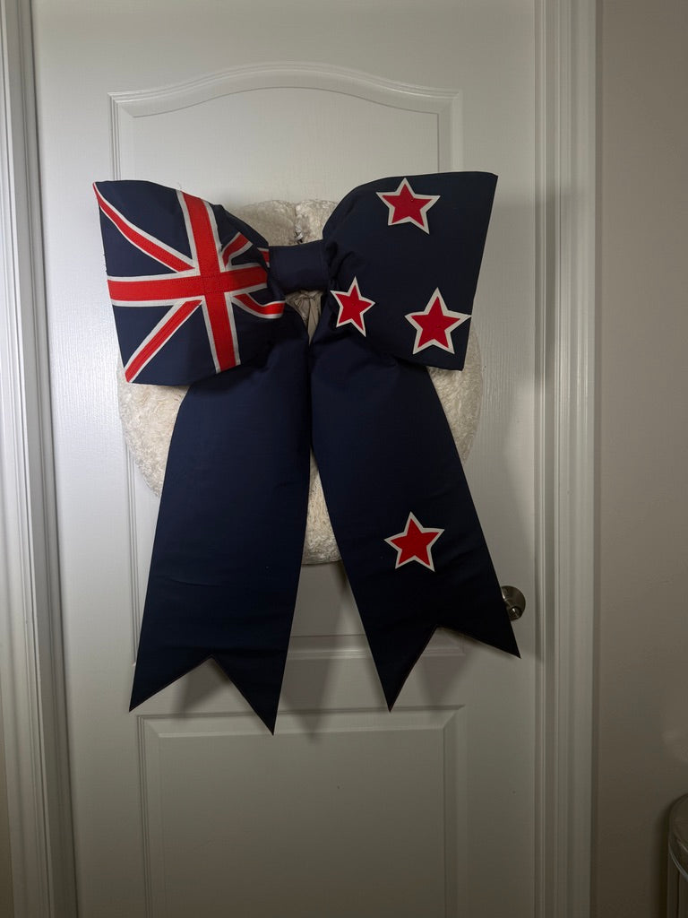 New Zealand Flag Bow | Missionary Farewell & Country Decor | Large Front Door Bow