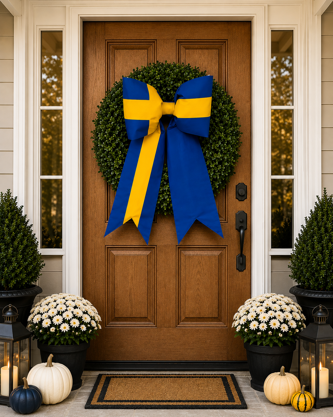 Sweden Flag Bow | Missionary Farewell Decor | Large Front Door Bow