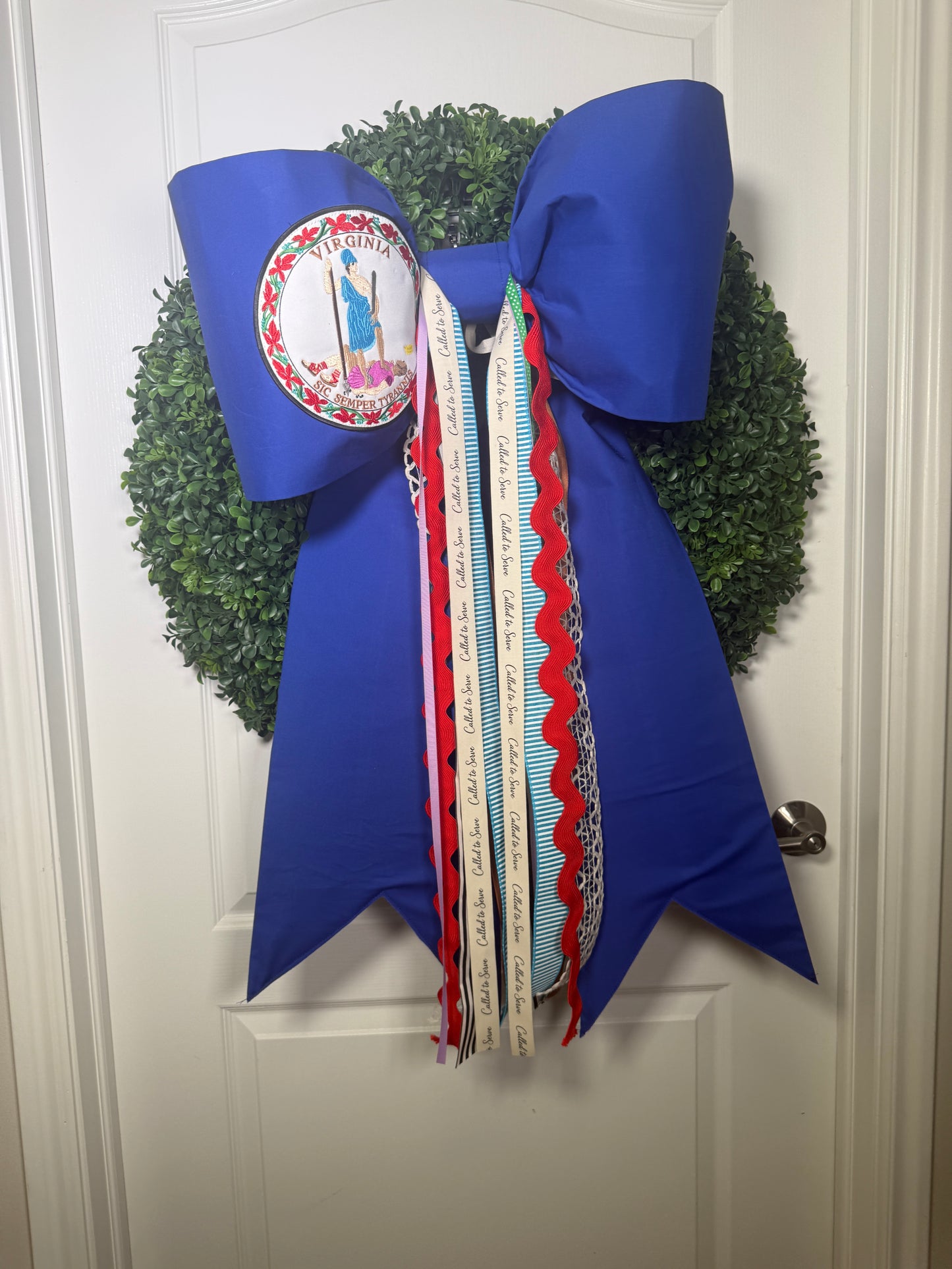Virginia State Flag Bow | Missionary Farewell Decor | Large Front Door Bow