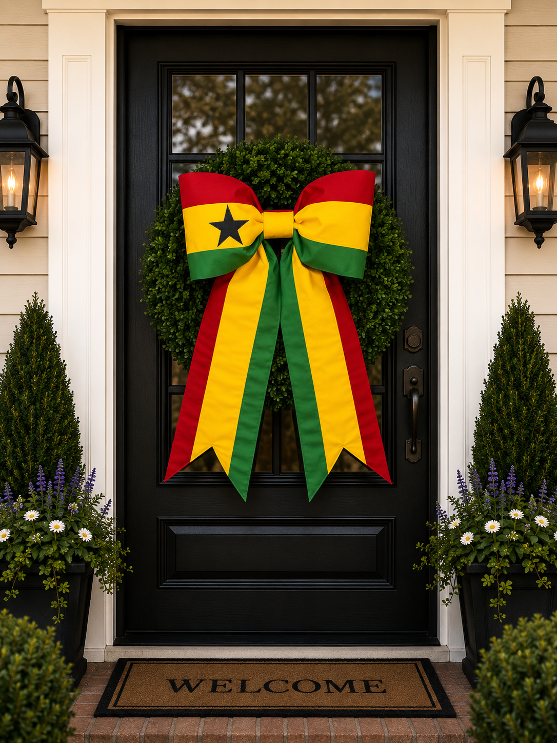 Ghana Flag Bow | Missionary Farewell Decor | Large Front Door Bow