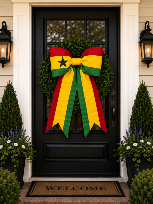 Ghana Flag Bow | Missionary Farewell Decor | Large Front Door Bow