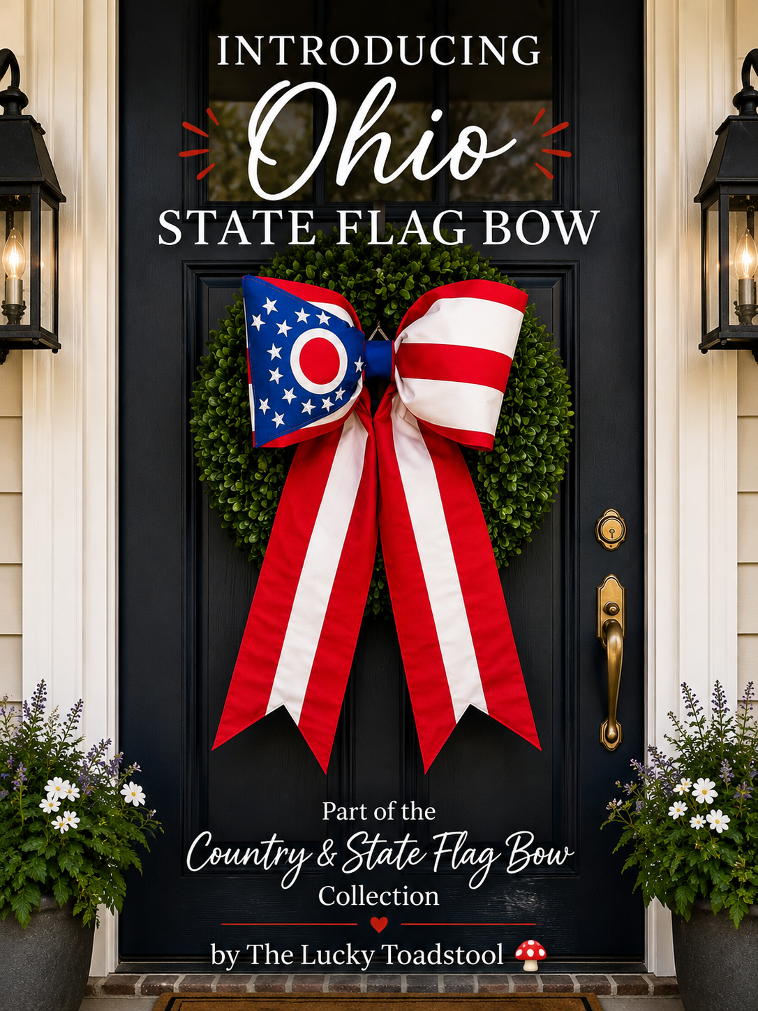 Ohio State Flag Bow | Missionary Farewell Decor | Large Front Door Bow