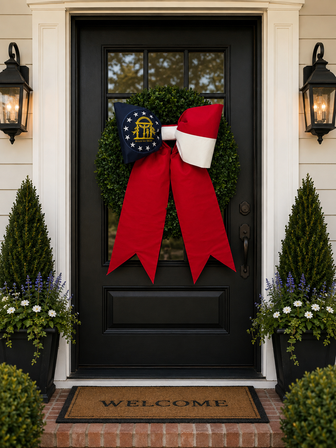 Georgia State Flag Bow | Missionary Farewell Decor | Large Front Door Bow