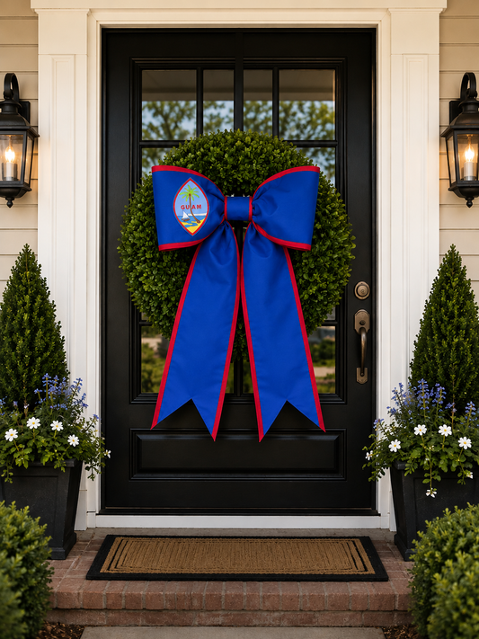 Guam Flag Bow | Missionary Farewell & Country Decor | Large Front Door Bow