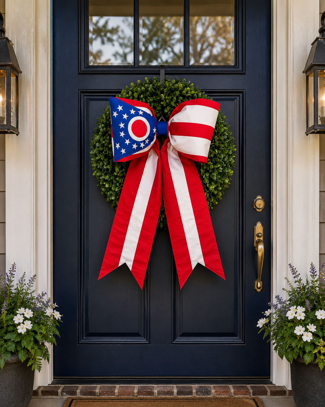 Ohio State Flag Bow | Missionary Farewell Decor | Large Front Door Bow