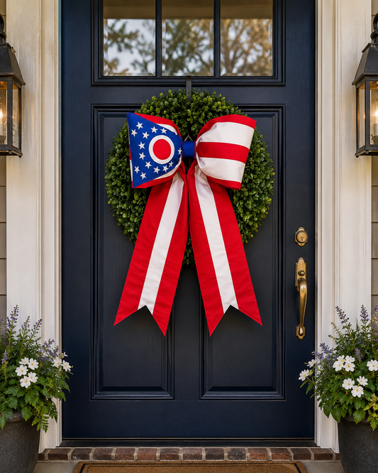 Ohio State Flag Bow | Missionary Farewell Decor | Large Front Door Bow