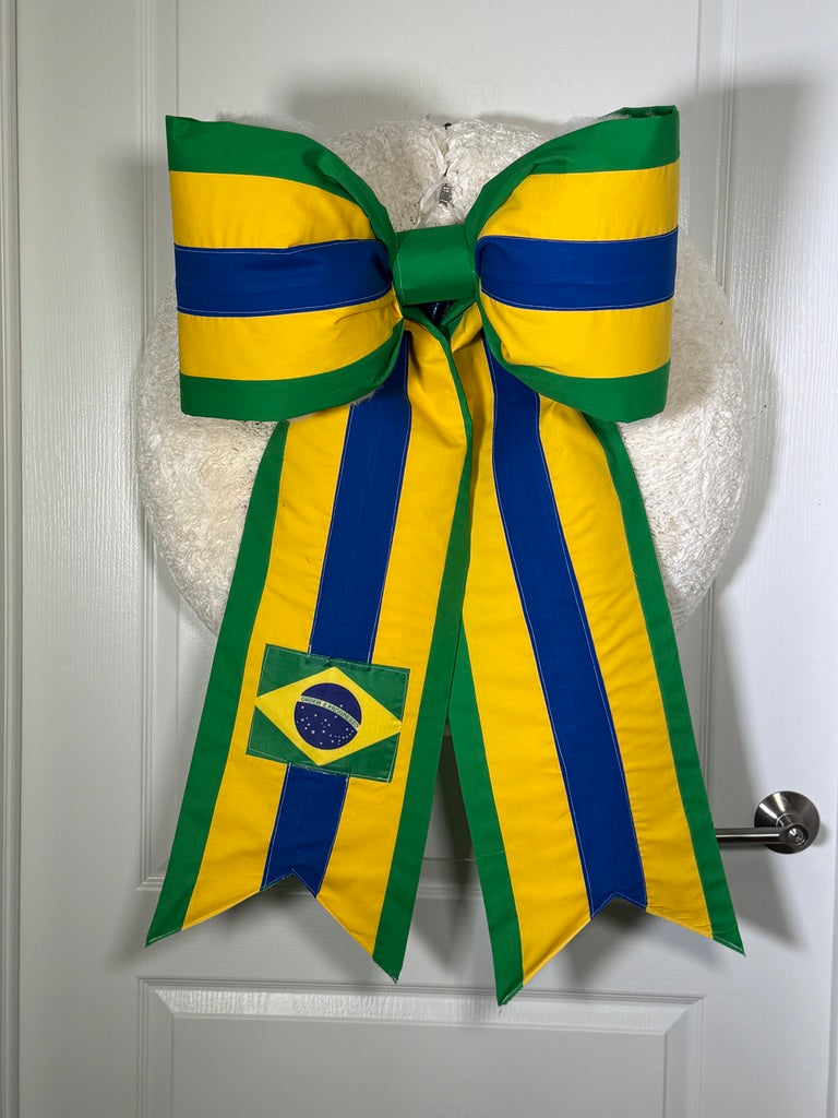 Brazil Flag Bow | Missionary Farewell Decor | Large Front Door Bow