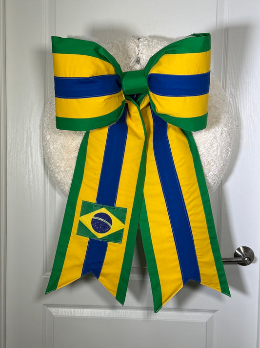 Brazil Flag Bow | Missionary Farewell Decor | Large Front Door Bow