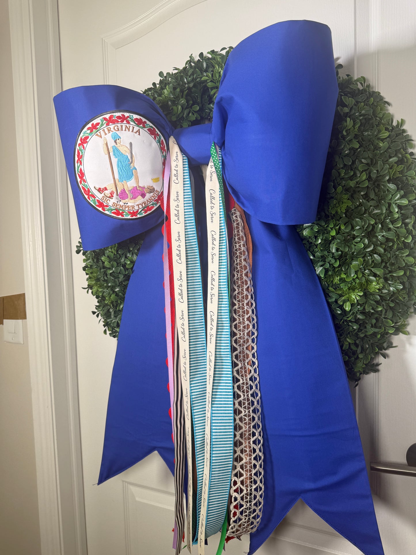 Virginia State Flag Bow | Missionary Farewell Decor | Large Front Door Bow