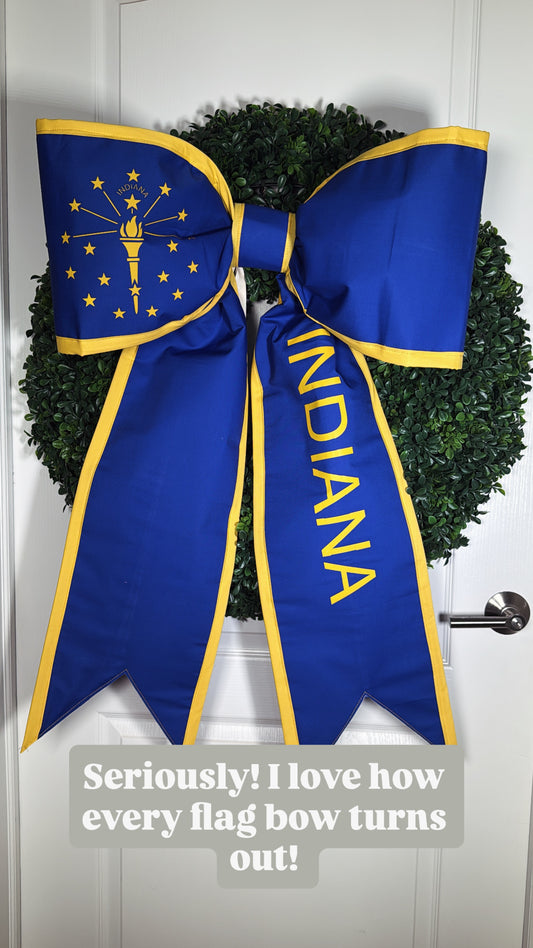 Indiana State Flag Bow | Missionary Farewell Decor | Large Front Door Bow