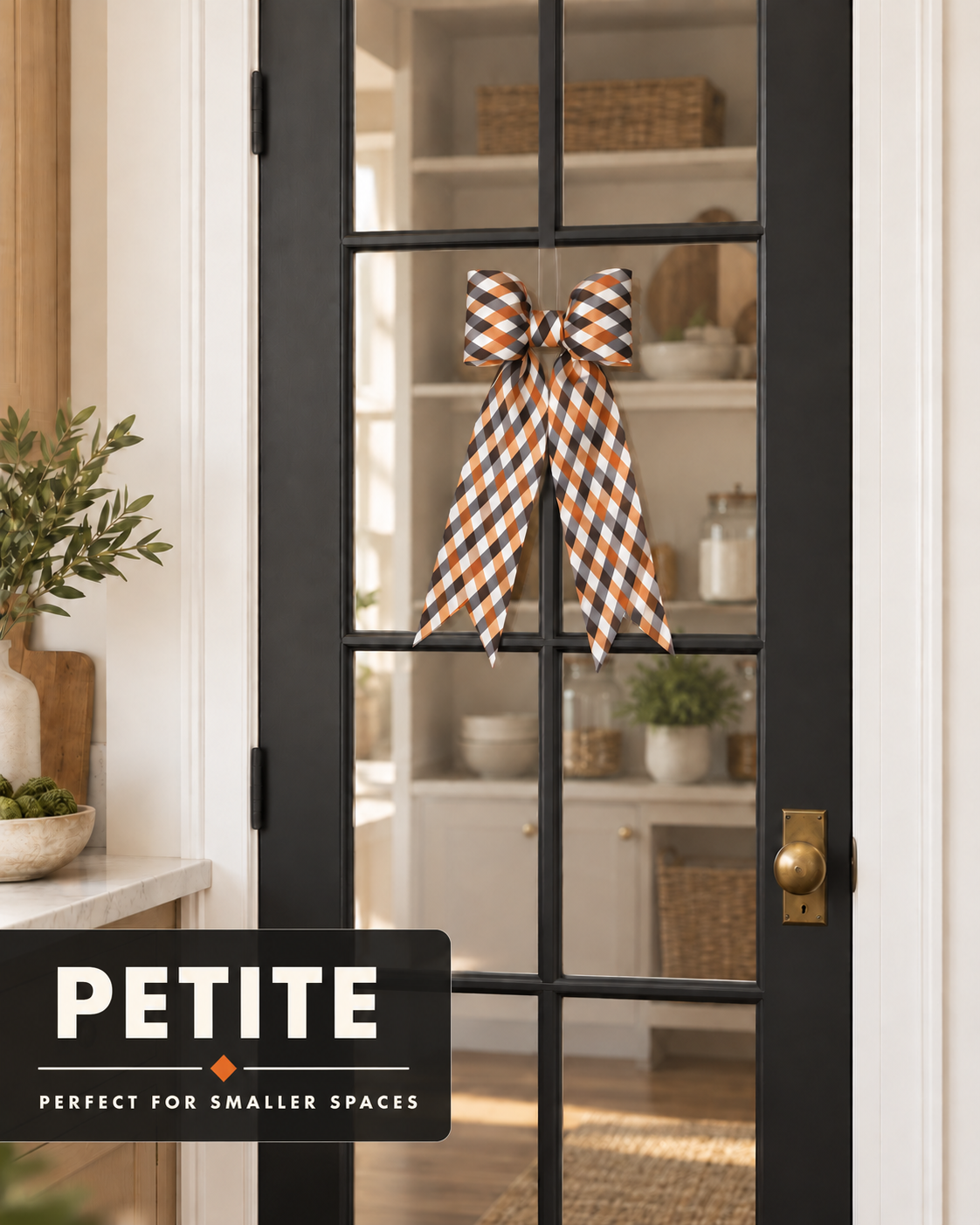 Halloween Harlequin Plaid Bow | Orange, Black & Cream