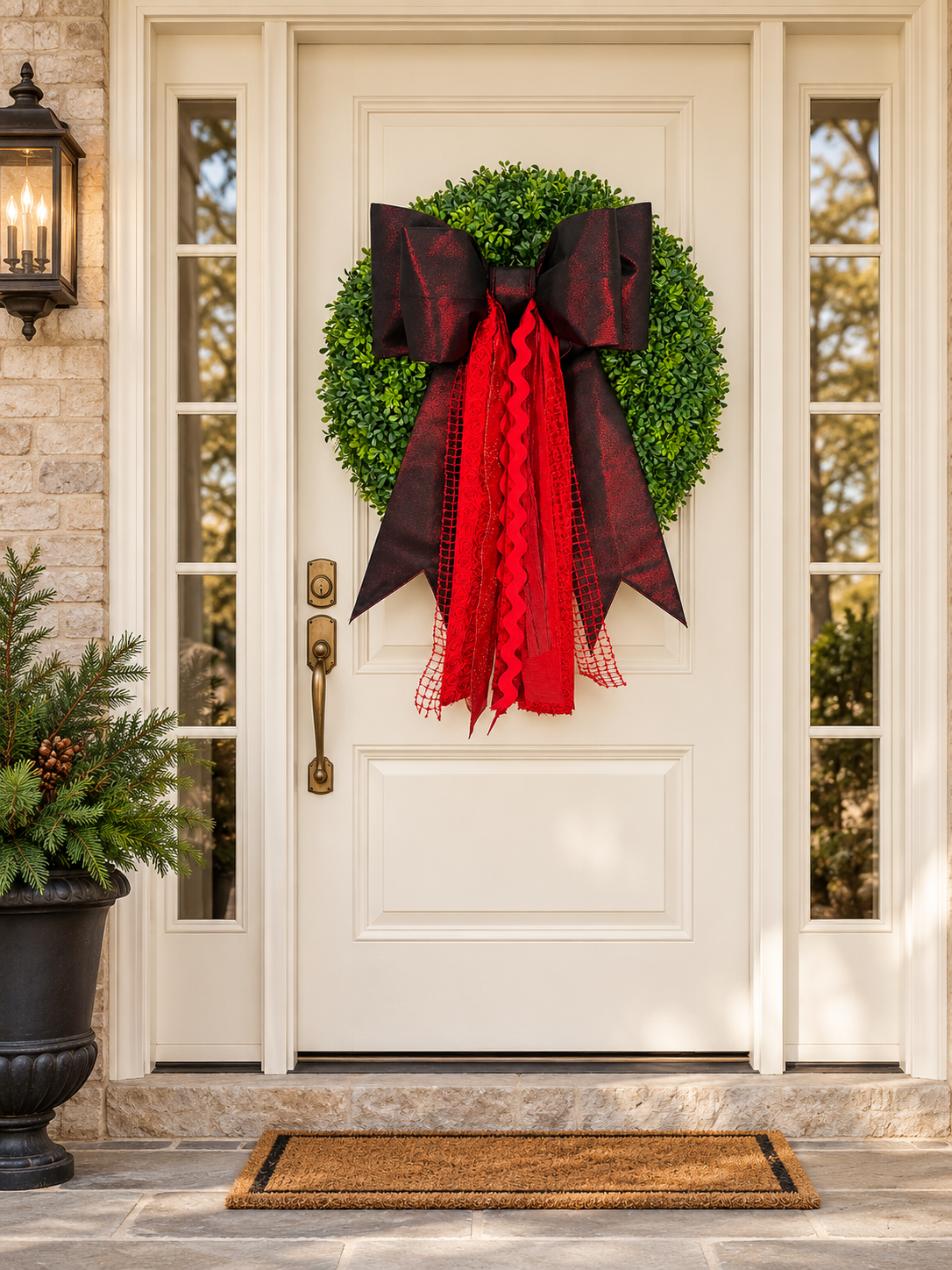 Crimson Elegance Christmas Bow with Coordinating Ribbons | 20” × 27”
