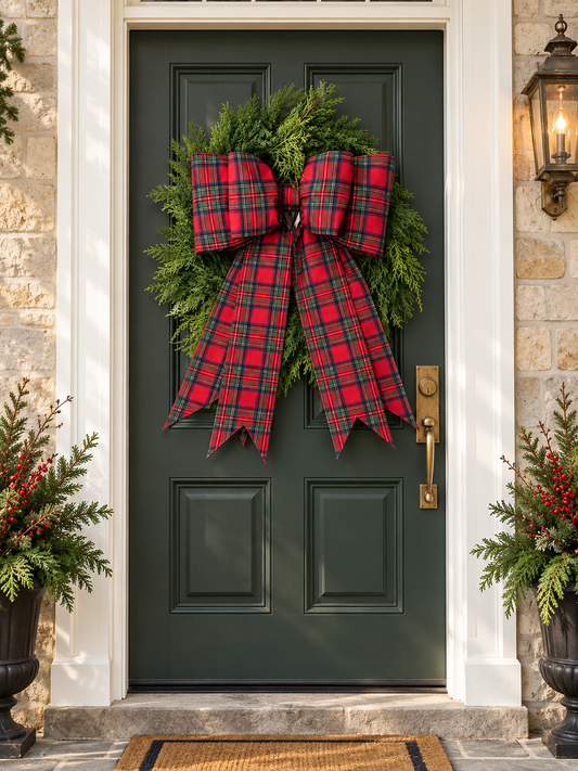 Classic Christmas Tartan Bow | Handmade Holiday Décor