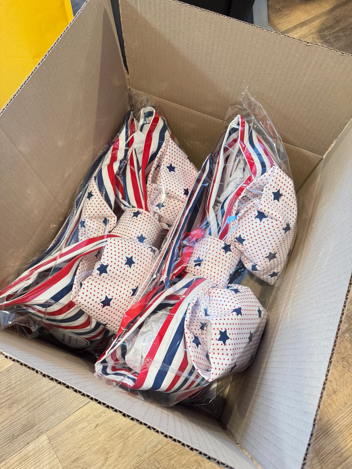 Patriotic Floral Stripe Bow