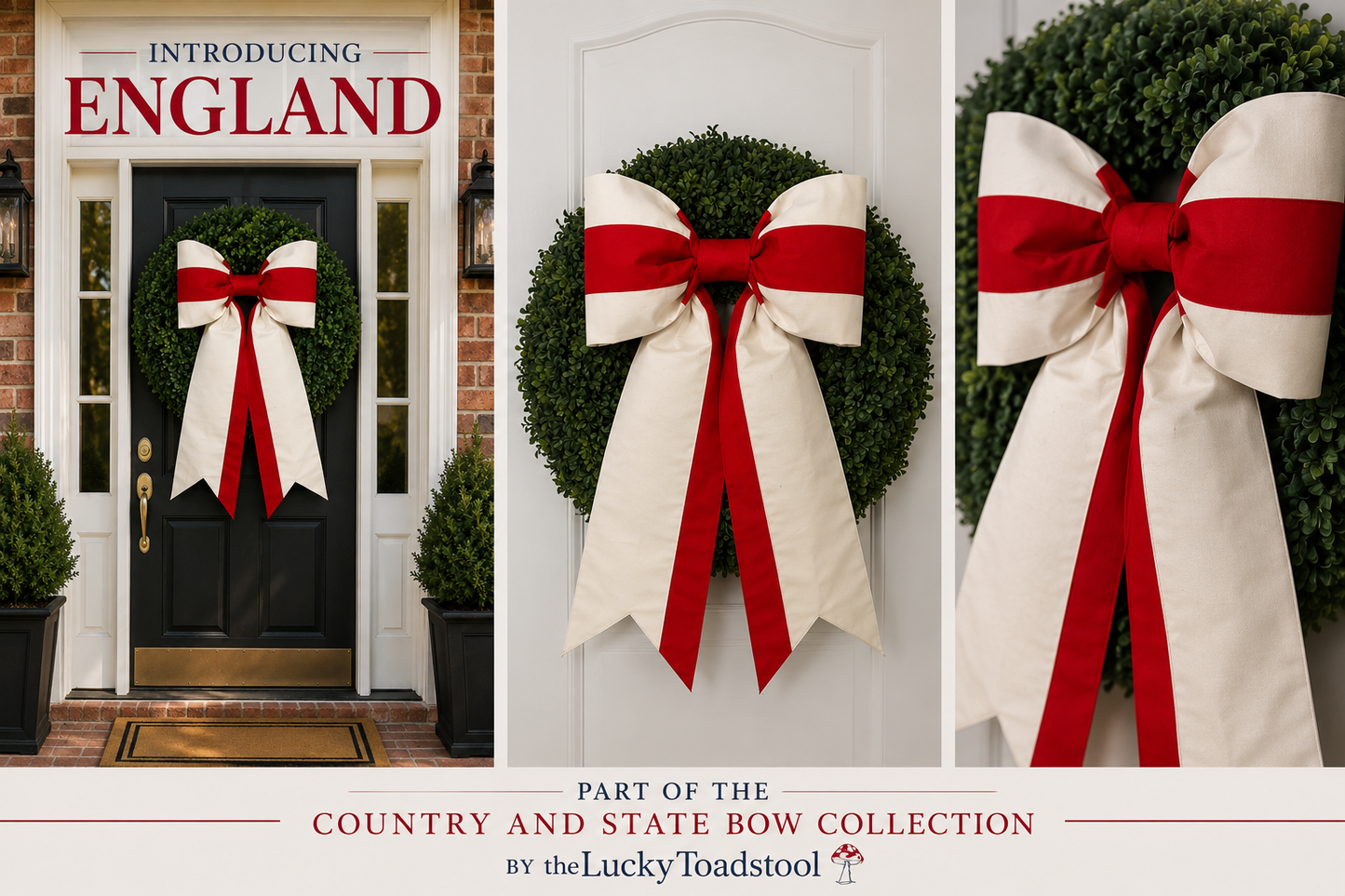England Flag Bow | Missionary Farewell Decor | Large Front Door Bow